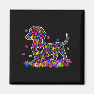 Lustiger Dachshund Hund Autismus-Bewusstsein Welpe Magnet