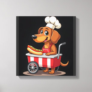 Lustiger Dachshund-Hund-Hotdog-Sandwich-Weenie-Wur Leinwanddruck