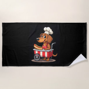 Lustiger Dachshund Hund Hotdog Sandwich Weenie Wur Strandtuch