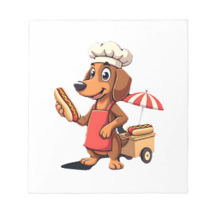 Lustiger Dachshund-Hund Weenie Wurst Hotdog Sandwi Notizblock