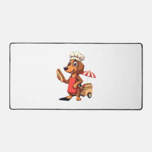 Lustiger Dachshund-Hund Weenie Wurst Hotdog Sandwi Schreibtischunterlage