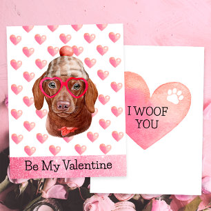 Lustiger Dachshund Ich Wuff Dich Hund Valentinstag Feiertagskarte