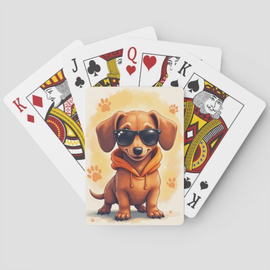 Lustiger Dachshund Kawaii Hund Spielkarten (Rückseite)