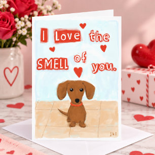 Lustiger Dachshund Liebe Valentinstag Herzen Hund Feiertagskarte