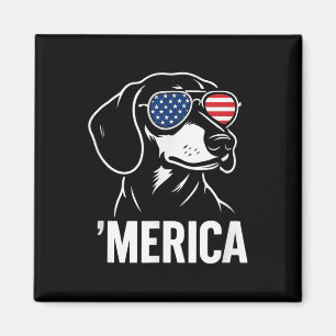 Lustiger Dachshund Merica Hund Amerikanische Flagg Magnet