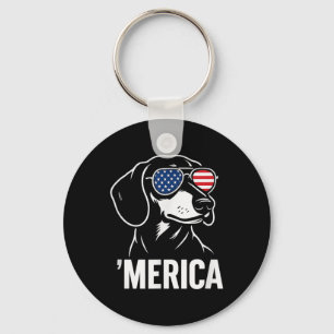 Lustiger Dachshund Merica Hund Amerikanische Flagg Schlüsselanhänger