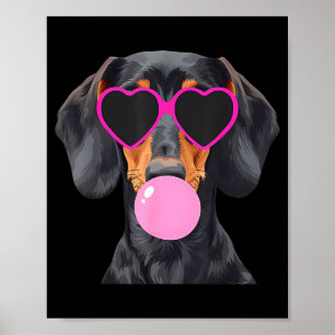 Lustiger Dachshund mit Brille und blasendem Nikoti Poster