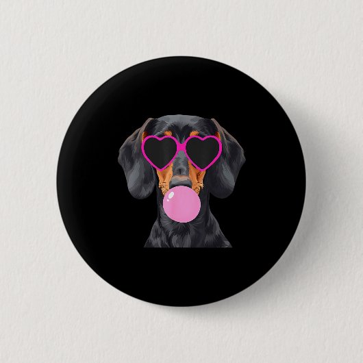 Lustiger Dachshund mit Brille und Seifenblase Button (Vorderseite)