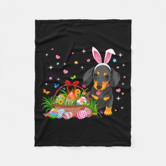 Lustiger Dachshund Ostertag Hase Eier Fleecedecke (Vorderseite)