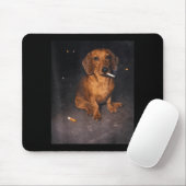 Lustiger Dachshund raucht Meme Zigarette Hund Meme Mousepad (Mit Mouse)