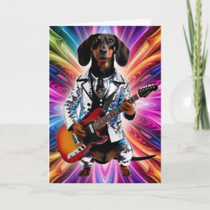 Lustiger Dachshund Rockstar Karte