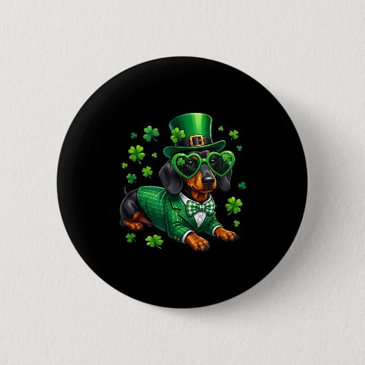 Lustiger Dachshund Shamrock St. Patricks Tag irisc Button (Vorderseite)