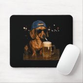 Lustiger Dachshund trinkt Bier Cooler Hund mit Mousepad (Mit Mouse)