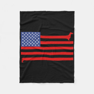 Lustiger Dachshund USA-Flagge 4. Juli Patriotische Fleecedecke