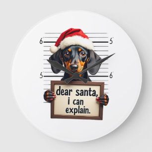 Lustiger Dachshund Weihnachten Lieber Santa Ich Ka Große Wanduhr