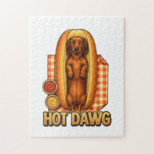 Lustiger Dackel Hot Dawg Dackel-Hund-Parodie Süßer Puzzle