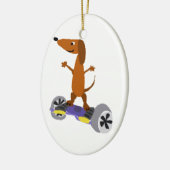 Lustiger Dackel-Hund auf Hoverboard Keramik Ornament (Links)