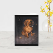 Lustiger Dackel raucht Meme Zigarette Hund Meme Karte (Gelbe Blume)