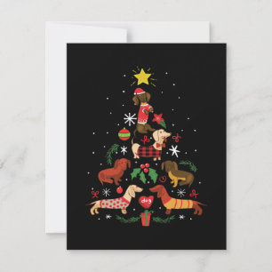 Lustiger Dackel‑Weihnachtsbaum Mitteilungskarte