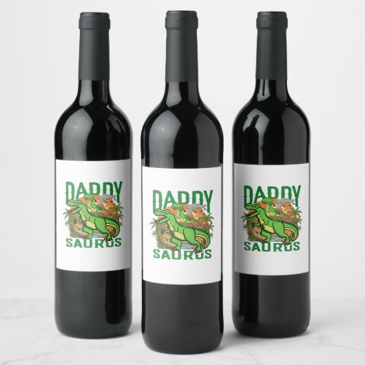 Lustiger Daddysaurus T-Rex Dinosaur | Geschenk für Weinetikett (Flaschen)
