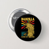 Lustiger Dadzilla Vater der Monster Vintage Vater Button (Vorne & Hinten)