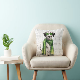 Lustiger Dalmatiner-Hund Wasserfarbe Stylische Woo Kissen
