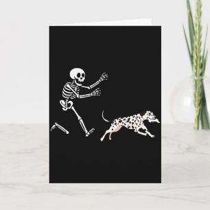 Lustiger Dalmatiner Laufendes Skelett Halloween Karte