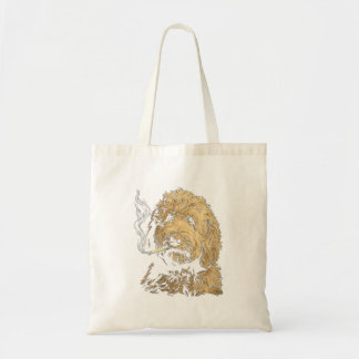 Lustiger Damen-Goldendoodle raucht Zigarette Tragetasche