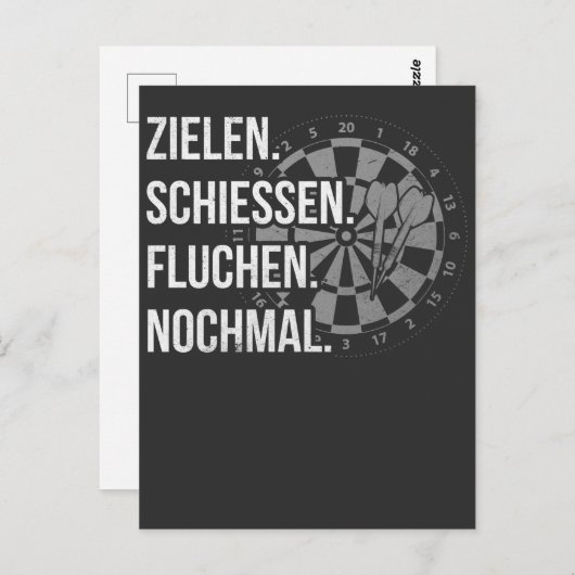 Lustiger Dart Spruch Dartscheibe Postkarte (Vorne/Hinten)