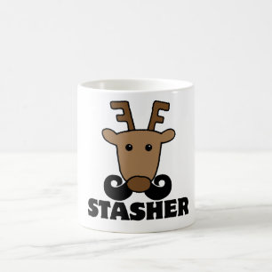 Lustiger Dasher Stasher Schnurrbart Rentier Kaffeetasse
