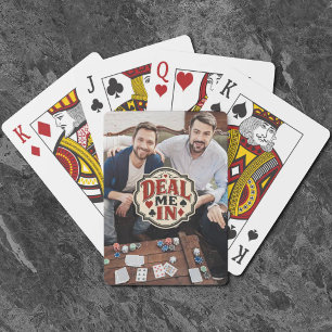 Lustiger Deal mich ein Freunde Spielabend Foto Spielkarten