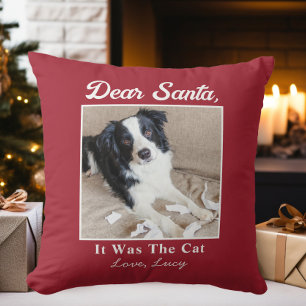 Lustiger Dear Santa Hund Weihnachtsfoto Kissen