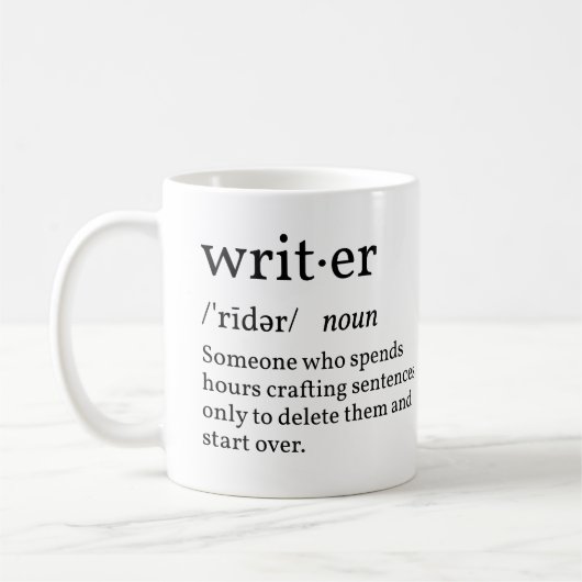 Lustiger Definitions-Schreiber Kaffeetasse (Links)