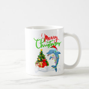Lustiger Delfin-Fischliebhaber Weihnachtsbeleuchtu Kaffeetasse