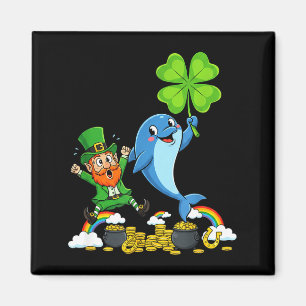 Lustiger Delfin Klee St. Patricks Tag Frauen Männe Magnet