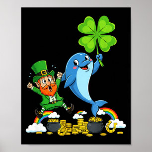 Lustiger Delfin Kleeblatt St. Patricks Day Damen H Poster