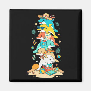 Lustiger Delfin Sommerferien Familie Strand Kinder Magnet