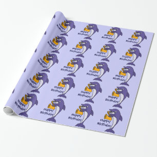 Lustiger Delphin, der Saxophon-Geburtstag Giftwrap Geschenkpapier