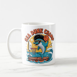 Lustiger Delphin-Dunk-Afro-Basketball Kaffeetasse