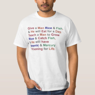 Lustiger Demotivational Sprichwort-Reis-Fisch-Spaß T-Shirt