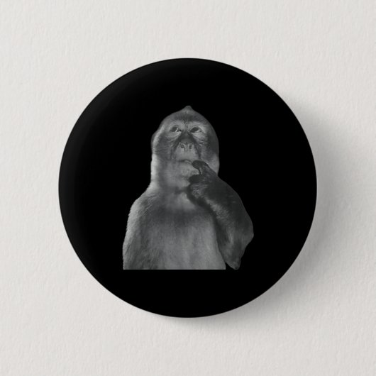 Lustiger denkender Affe Meme neugieriger Affe Brai Button (Vorderseite)