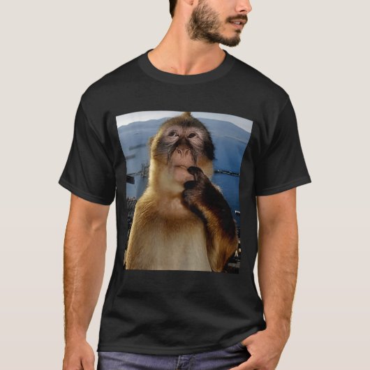 Lustiger denkender Affe Meme neugieriger Affe Brai T-Shirt (Vorderseite)