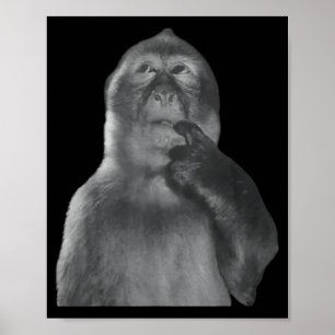 Lustiger denkender Affe Meme neugieriger Affe Gehi Poster