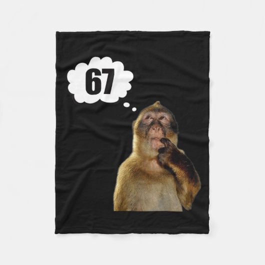 Lustiger denkender Affe Meme Sechs Sieben 6 7 Meme Fleecedecke (Vorderseite)