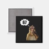 Lustiger denkender Affe Meme Sechs Sieben 6 7 Meme Magnet (Vorderseite/Rückseite)