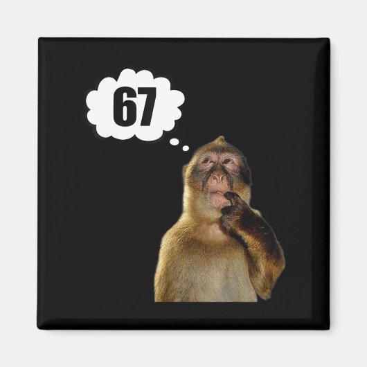 Lustiger denkender Affe Meme Sechs Sieben 6 7 Meme Magnet (Vorne)
