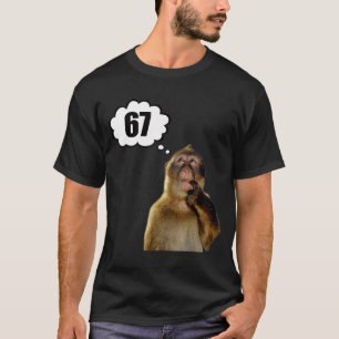 Lustiger denkender Affe Meme Sechs Sieben 6 7 Meme T-Shirt