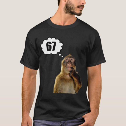Lustiger denkender Affe Meme Sechs Sieben 6 7 Meme T-Shirt (Vorderseite)