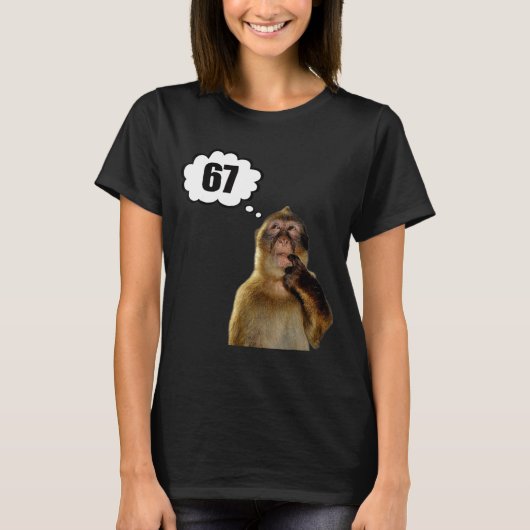 Lustiger denkender Affe Meme Sechs Sieben 6 7 Meme T-Shirt (Vorderseite)