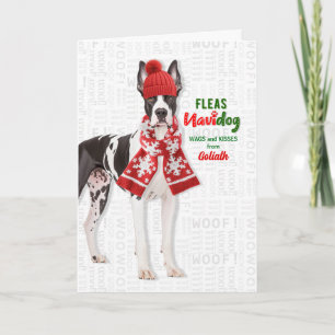 Lustiger Deutsche-Dogge-Hund Flöhe Navidog mit Nam Feiertagskarte